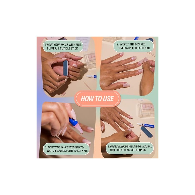 Chillhouse Chill Tips Simples | Juego de Uñas Clean Break,