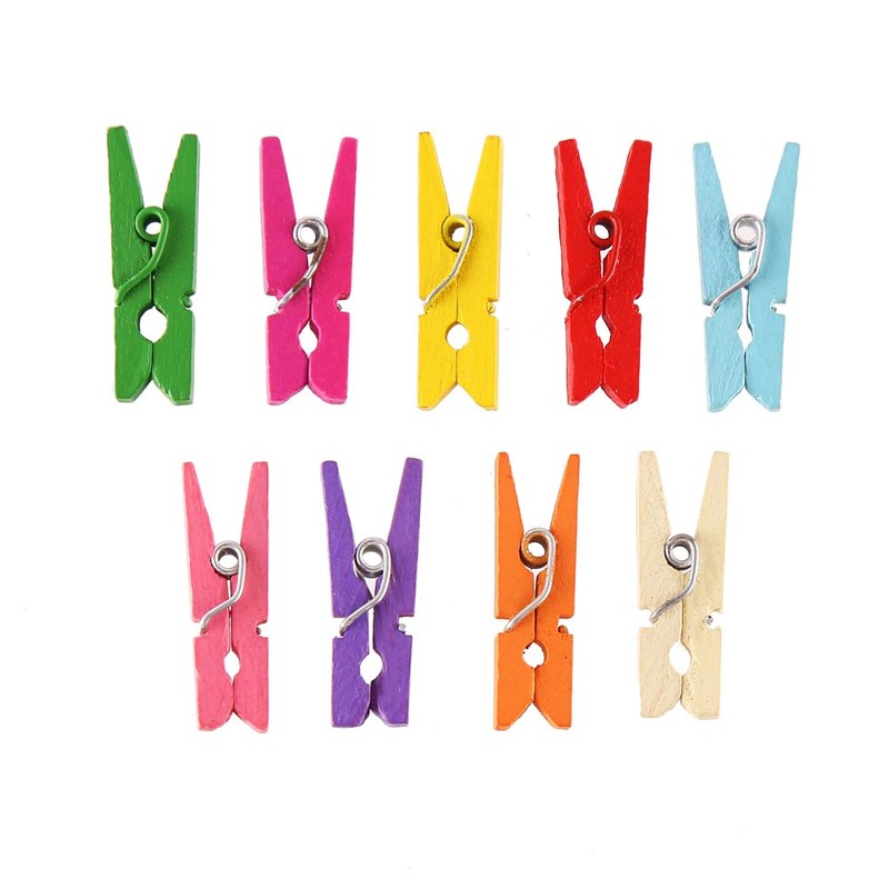 DECORA 2.5cm Multicolor Wood Mini Clothespin 72 pieces in One