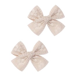 BOENBE LOVED Fairy Hairpins Bows Hair Baby Girl Hair Clips Lace Embroidery Solid Color Fully Lined Hair Accessories Bows for Girls Baby Infant Toddlers in Pairs (A1)