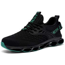 LARNMERN Steel Toe Shoes for Men Women Comfortable Safety Sneakers Breathable Tennies Sneakers Indestructible Work Shoes Black/Green