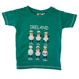 Traditional Craft Ltd. Carrolls Irish Gifts Green Ireland Happy Sheep Kids T-Shirt (7-8 Years)