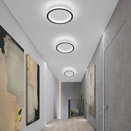 EIDEARAY Round Modern LED Ceiling Light, Small Ceiling Lamp for Entrance Hallway Office Bedroom Kitchen 20W Cool White, Natural White, Warm White Adjustable (Black)