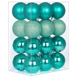 GameXcel 24Pcs Christmas Balls Ornaments for Xmas Tree - Shatterproof Christmas Tree Decorations Large Hanging Ball Teal 3.2" x 24 Pack