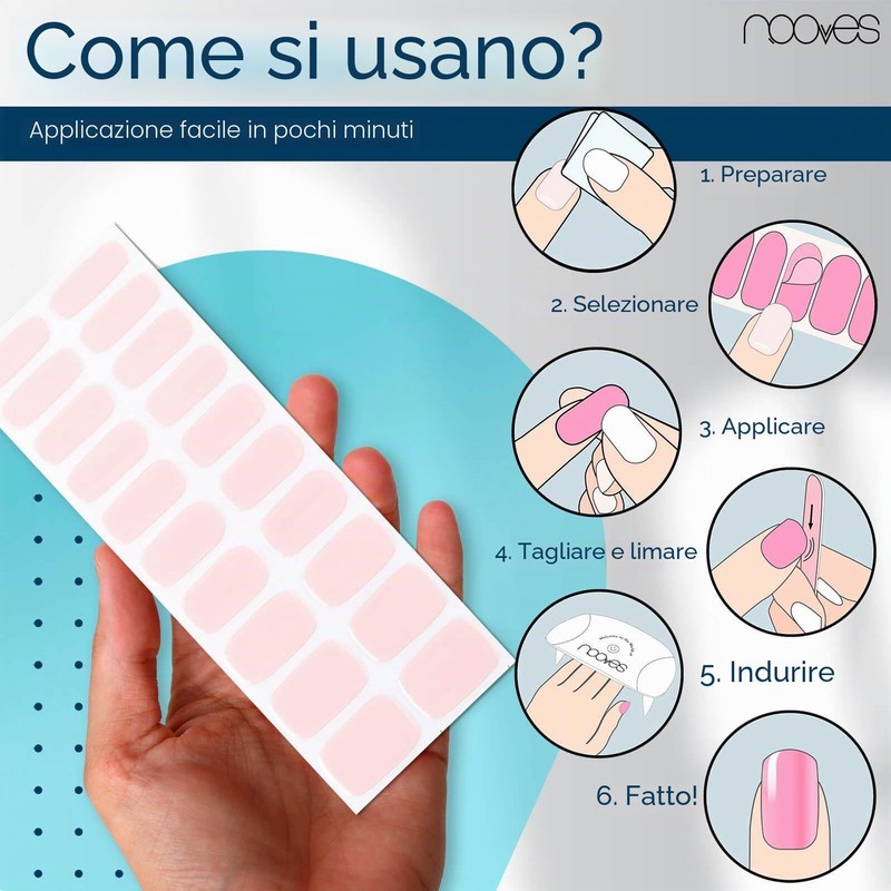 NOOVES - Set Strisce per Unghie in Gel Rosa 20
