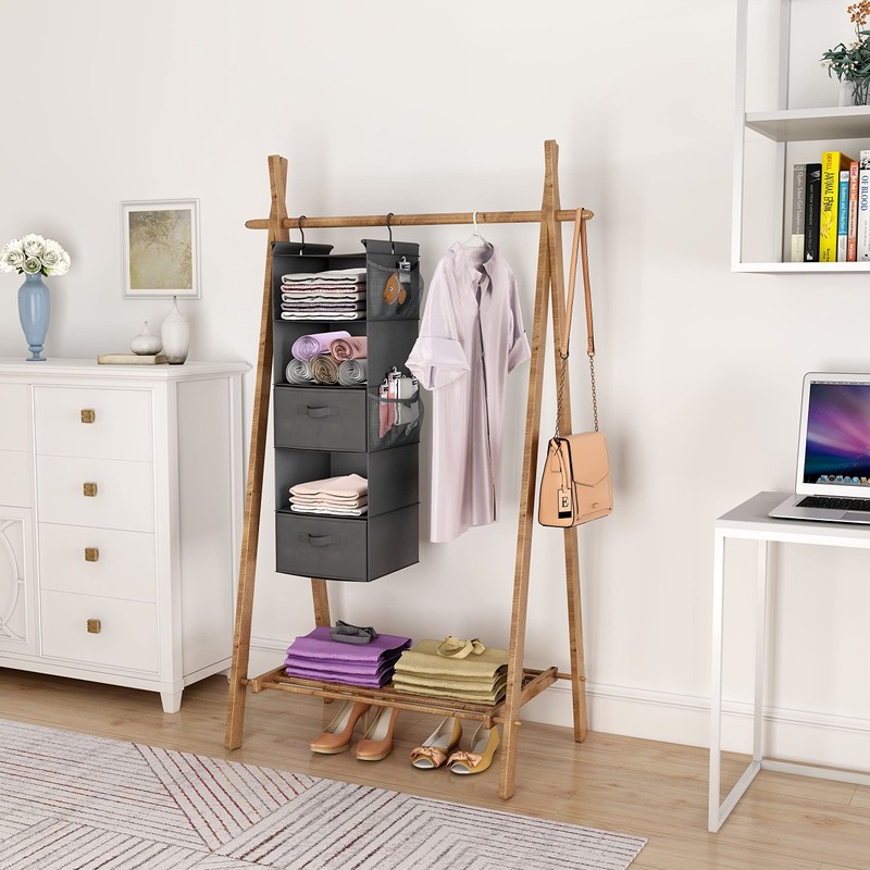 MAX Houser 5 Tier Shelf Hanging Closet Organizer, Cloth Hanging