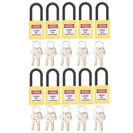 10 Sets 38mm Lockout Lock Dustproof Nylon Industrial Engineering Insulation Security Tool for FactoriesYellow