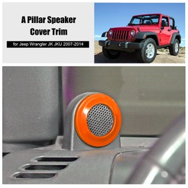 A Pillar Speaker Decoration Cover Trim Stickers Car Interior Accessories for 2007-2014 Jeep Wrangler JK JKU (Orange)