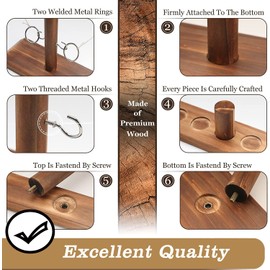 Ring Toss Game for Adults – Table Top Hook and Ring Toss Game with Shot Ladder Wooden Hook Game Ring Toss Hook Ring Game for Party