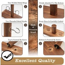 Ring Toss Game for Adults – Table Top Hook and Ring Toss Game with Shot Ladder Wooden Hook Game Ring Toss Hook Ring Game for Party