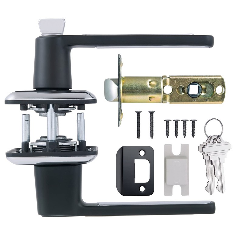 BAOLONG Square Modern Door Handle and Lockset with Same Key,