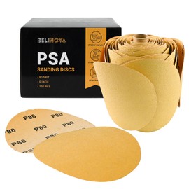 BELINOVA PSA Sanding Discs 80 Grit Sandpaper Discs 6 Inch 100PCS Sand Paper Discs for Sander DA Sander Orbital Sander Aluminum Oxide Self Stick Sanding Paper for Wood Metal Car Paint Drywall