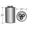 55 + 5 uF x 370 or 440 VAC Round