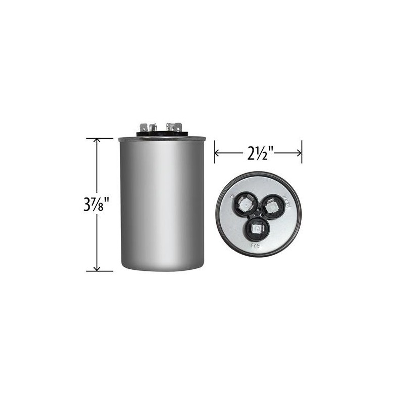 55 + 5 uF x 370 or 440 VAC Round