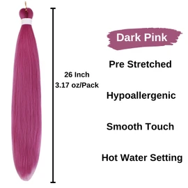Leticia Cabello Trenzado Rosa Preestirado, Color Rosa Intenso, Hipoalergénico, Trenzas Sintéticas Fáciles De Trenzar, Textura Yaki Para Mujeres Negras.