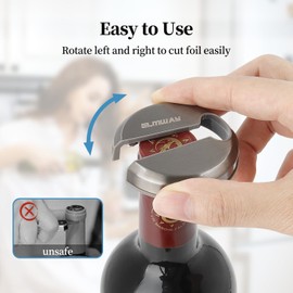 ELMWAY Wine Foil Cutter, Stainless Steel Wine Bottle Foil Cutter, Foil Remover for Wine Bottles, Blade Foil Paper Cutter, Magnetic Foil Cutter Attached to Fridge, Wine Gift for Wine Lovers (Gunmetal)