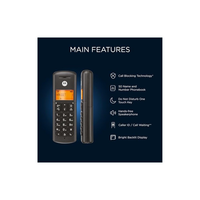 Motorola E203 Cordless Landline House Phone, Home Phone, Nuisance Call