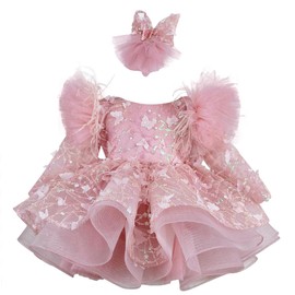 KLFFLGID Baby Girl Pageant Dress Up Flower Girl Dress Butterfly Sequins for Toddler Girls Special Occasion Dresses