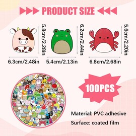 Cute Animal Kawaii Stickers 100pcs Cartoon Egg Sticker Pack Waterproof Vinyl Stickers for Water Bottles Cups Phone Laptop Luggage Suitcase Guitar Skateboard Journal Scrapbook