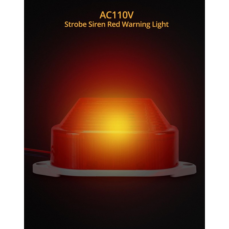 QWORK AC110V - 120V Industrial Strobe Siren Alarm Warning Light