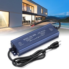 LED Driver 12V, BRIMETI LED Power Supply 60W Waterproof IP67 Transformer Adapter 110V AC to 12V DC Converter Low Voltage Output with 3-Prong Plug 3.3 Feet Cable for Outdoor LED Light Strip, 5 Amp