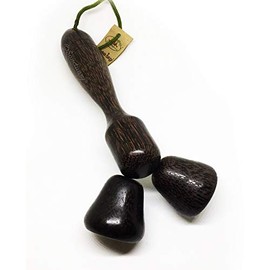 Rose Apple-Shape Roller Stick Wooden Ball Massage Handheld Manual for Muscle Body Neck Back Foot Trigger Point Cellulite Palm Wood Thailand 8 x 3.5 Inches