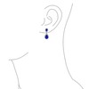Royal Blue Teardrop CZ Clip On Dangle Pear Shape Drop