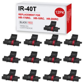 12 Pack IR40T Calculator Ink Ribbon Replacement for IR-40T Casio HR-100tm HR-170RC Canon P23-dhv ， Individually Sealed Calculator Ribbon Red/Black Use with Sharp EL-1750V EL-1801V