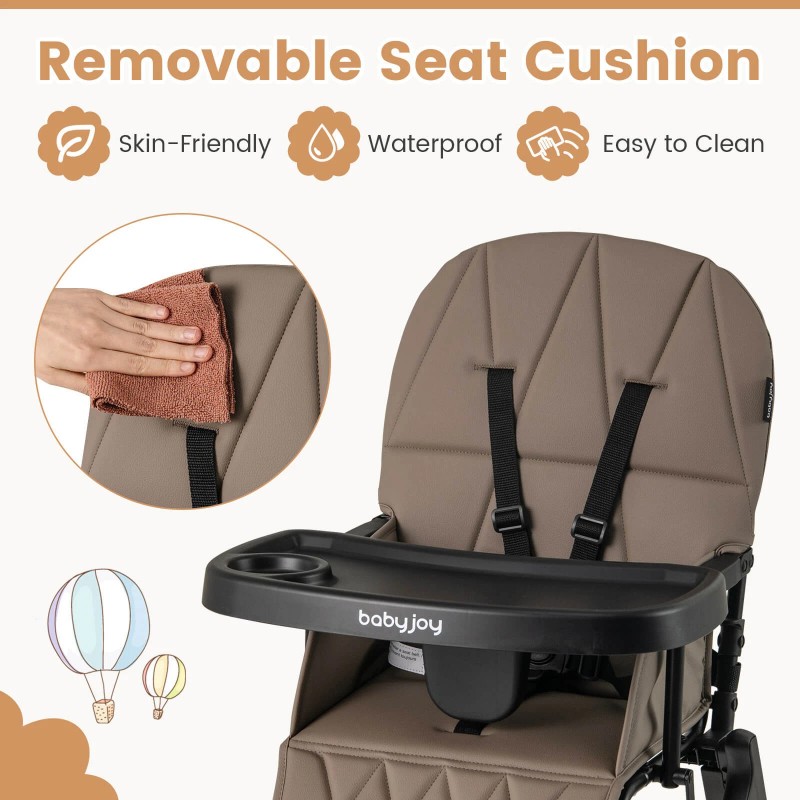 Babyjoy Foldable High Chair Easy Clean Compact Highchair with Removable