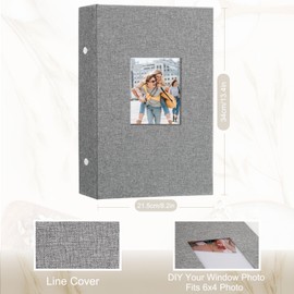 Artmag 4x6 300 Photos Linen Album Large Capacity Fabric Album for Family Wedding Anniversary Holds 300 Horizontal Photos (300 Pockets, Grey)