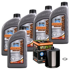 Bel-Ray Synthetic Engine Oil Change For Harley Davidson Motorcycles, 1999-2017 Harley Twin Cam, Chrome Oil Filter