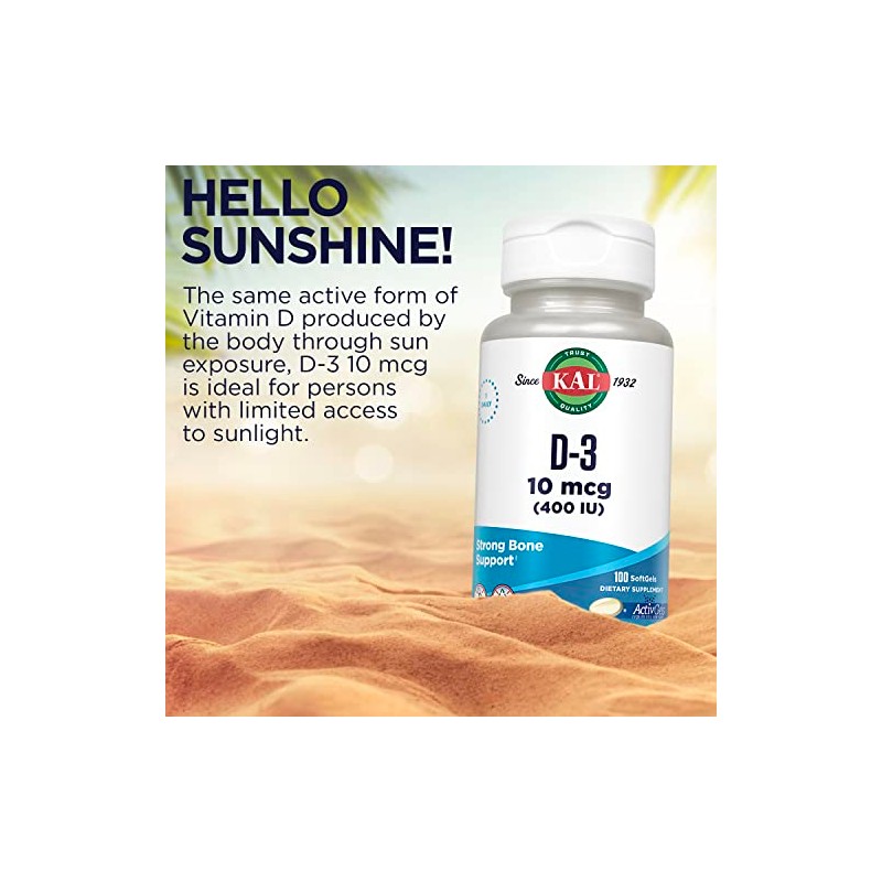KAL D-3 400 IU Softgels, 100 Count by Kal