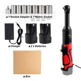 Autojare 3/8'' High Torque Electric Ratchet Wrench Kit, Extended Cordless Ratchet Wrench