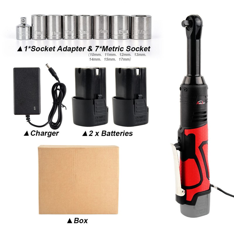 Autojare 3/8'' High Torque Electric Ratchet Wrench Kit, Extended Cordless