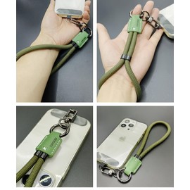 RONGBOER Handmade Cowhide Leather Phone Wrist Strap,Universal Adjustable Key Lanyard,Stylish Wristlet Keychains for Women&Men (Green)