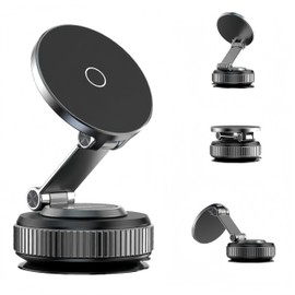 Lomxsy 2026 Upgraded Vacuum Nano Adhesive Magnetic Phone Holder Stand for MagSafe Cell Phone Holders 360°120LBS Strongest Suction & 2800gf Strongest Magnetic,for Your Car/Gym/Mirror (Black)