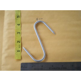 HAND MADE 10 PCS. HEAVY DUTY STAINLESS STEEL MEAT/POULTRY S HOOK, 4" X 5MM. W/2" HOOK ENDS