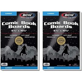 BCW Current Comic Book Backing Boards| 24 pt., Coated, Buffered with 3% Calcium Carbonate | Precision Cut for Current Comic Bags | Comic Book Boards for Long-Term Storage (200 Pack)