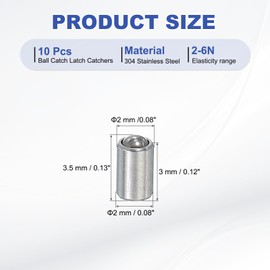 PATIKIL 10 Pcs Ball Plungers 304 Stainless Steel Ball Point Spring Plungers Cabinet Ball Catch Latch Catcher for Door Closet Drawer (2x3mm)