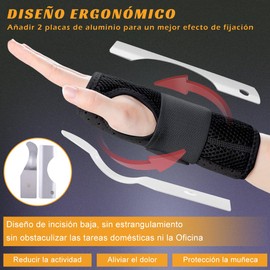 DQST Muñequera Ortopedica, Muñequera Tunel Carpiano, Muñequera Ajustable con 2 Placas de Aluminio Desmontables, Cómoda y Transpirable, Adecuada Tanto para Mujeres Como para Hombres (Derecha)