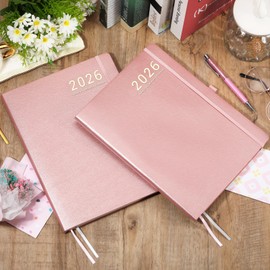 2026 Planner - JAN 2026 - DEC 2026, Planners 2026, Planner Weekly and Monthly, Leather Cover Calendar Planers with Thick Paper, Back Pocket with Notes Pages, Pink (8.5" x 11")