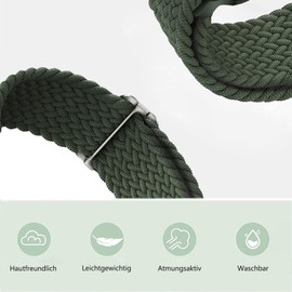 AidorMax 22 mm Nylon Braided Strap, Elastic Replacement Strap with Quick Release, Compatible with Smartwatches and Watches, Adjustable Watch Strap for Men and Women (Olive Green)