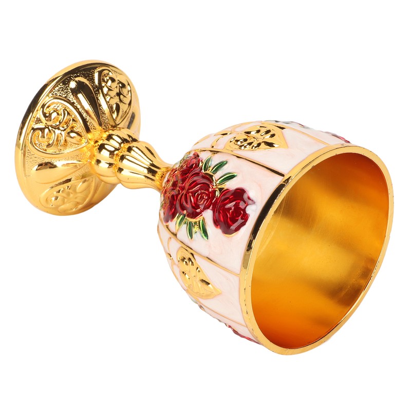 Gold Chalice 4 Inch High Zinc Alloy Retro Embossed Flower