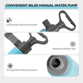 Manual Bilge Pump for Boats Kayak Canoe - Portable Siphon Pump, Kayak Bailer with Reversible Hose,Blue,19.7 Inch