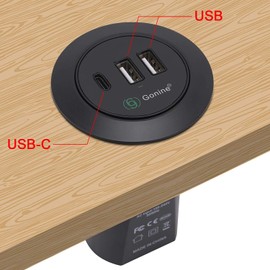 Gonine Desktop Power Grommet with USB, Hidden Power Socket, Desktop Charging Station, with 1 Type C and 2 USB Power Port Connections