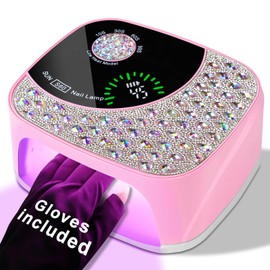 LIMEGIRL UV LED Nail Lamp Kit for Gel Polish Professional Fast Curing Pink Dryer Light Set with 4 Timer Settings Cordless Rechargeable Nail Art Cure Machine with UV Gloves and Automatic Sensor