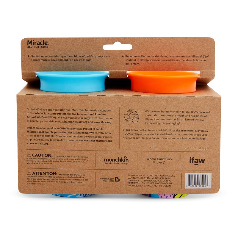 Munchkin Miracle 360 WildLove Sippy Cup, 9 Ounce, 2 Pack,