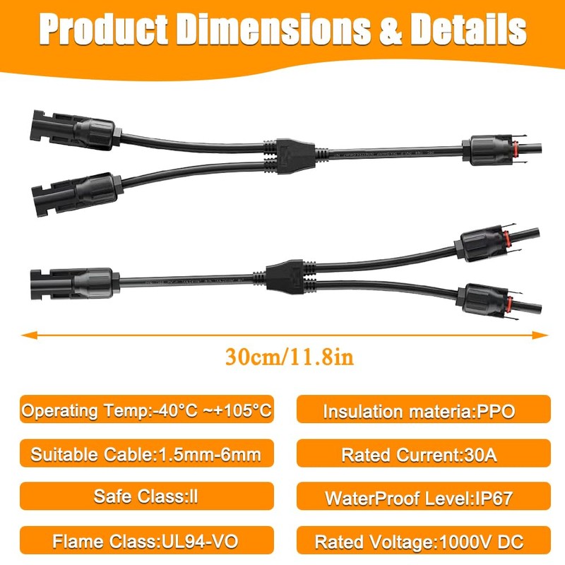 Kinfezlon 4 mm² Solar Y Cable for MC4, Solar Panel