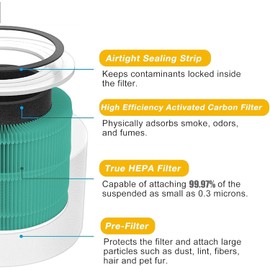 Pack of 2 Replacement Filters for Levoit Core 300 / Core 300S Air Purifier, 3-in-1 True H13 HEPA Toxin Activated Carbon Filter, 3-Stage Filtration, Highly Efficient Pre-Filter, Replacement Core 300