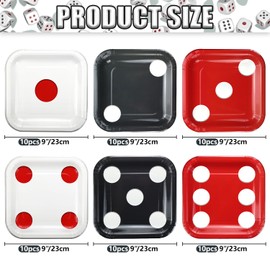 APUXXJUPA Set di 60 piatti a tema dadi da casinò, design a cubi, per la decorazione di feste a tema casinò