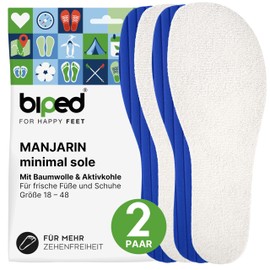 biped minimal sole Manjarin - 2 Pairs of Insoles for Minimal and Barefoot Shoes - Terry Cloth Insoles Made of Real Cotton and Activated Carbon - Shoe Insoles for Adults and Children (39)